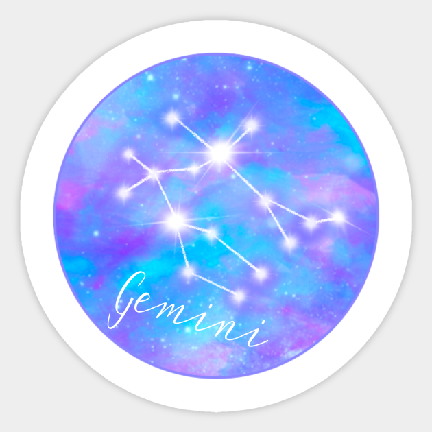 Gemini Zodiac sign constellation on galaxy background - Gemini Zodiac - Sticker | TeePublic Gemini Zodiac sign constellation on galaxy background - Gemini Zodiac - Sticker | TeePublic