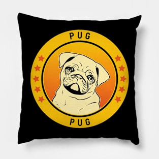 Pug Dog Portrait Pillow