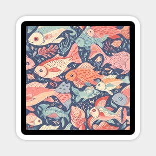 A Seamless Pattern of Adorable Pastel Fish Magnet