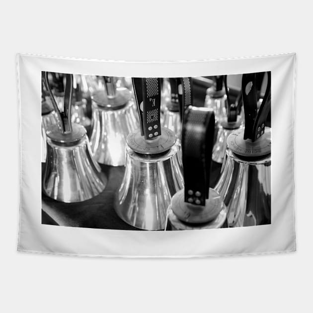 Black and White Handbells Tapestry by wlotus