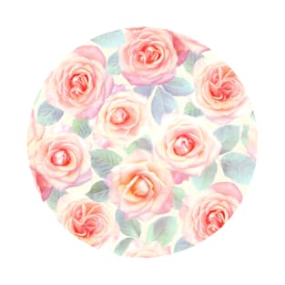 Faded Pink and Peach Painted Roses T-Shirt