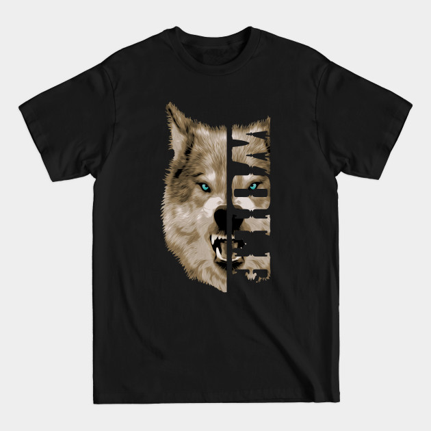 Discover Wolf Head Vector Design- Wolf Text Graphic - Wolf Head - T-Shirt