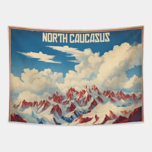 North Caucasus Russia Vintage Tourism Poster Tapestry