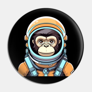 Monkey Ape Astronaut Illustration Pin