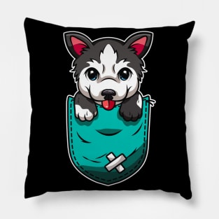 Cute Husky In Bag Dog Lover Pillow