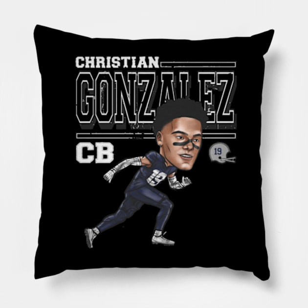 Christian Gonzalez New England Cartoon Pillow by danlintonpro