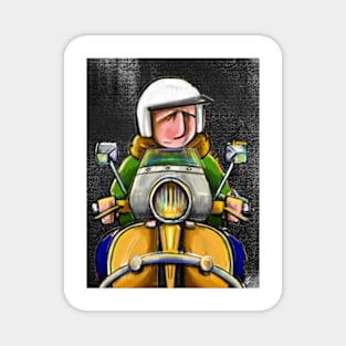 Retro Scooter, Classic Scooter, Scooterist, Scootering, Scooter Rider, Mod Art Magnet