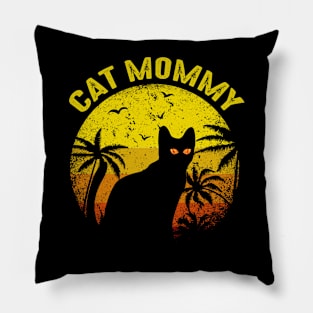 Cat Mommy Women Vintage Retro Black Cats Mom Mothers Day Pillow