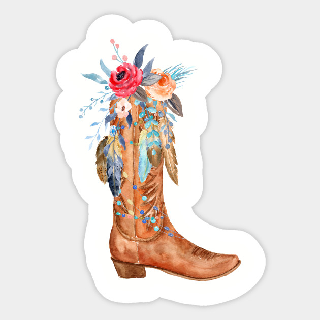 cowboy boots with floral design