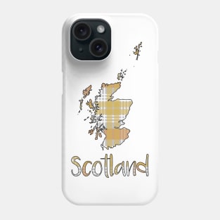 Scotland Metallic Tone Christmas Tartan Map Typography Design Phone Case