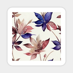 Floral Dusty Pink and Royal Blue Purple Watercolor Magnet