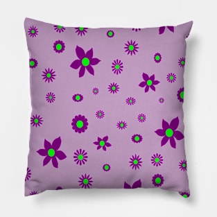 Purple and Green Daisies Pillow