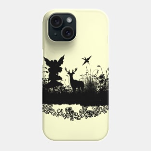 Litte fairy with deer in the night Phone Case