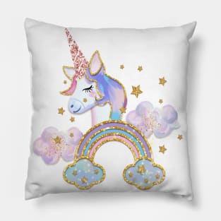 Unicorn Rainbow Glitter Pillow