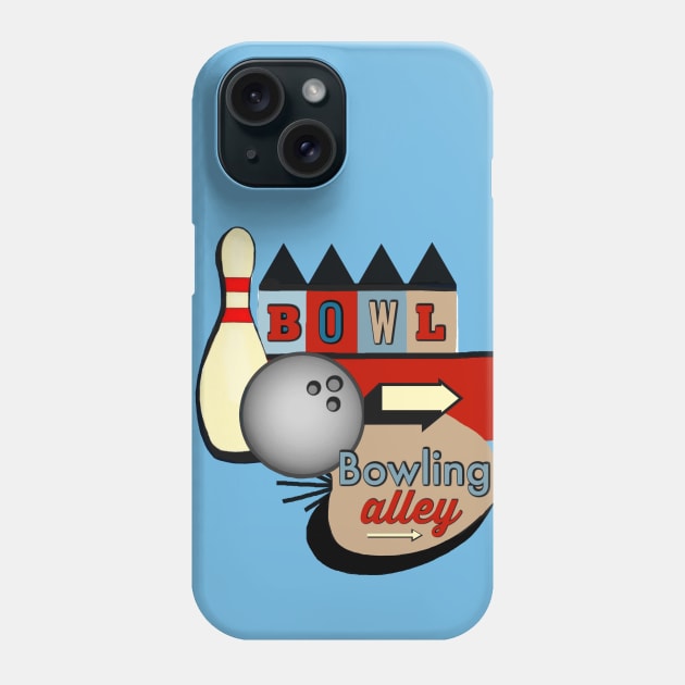 Retro Bowling Sign Phone Case by FranBail