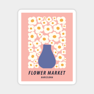 Flower market print, Barcelona, Pink flower art, Floral art, Posters aesthetic, Cottagecore Magnet