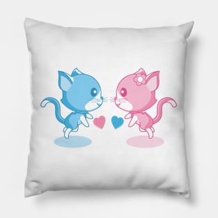 Cats falling in loveю Pillow