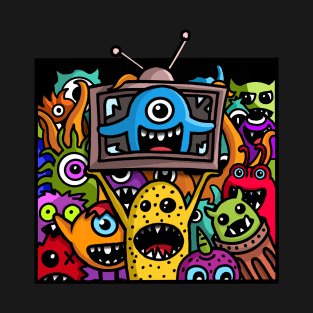 Monsters Doodle Old TV T-Shirt