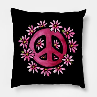 Vintage Floral Peace Sign Pillow