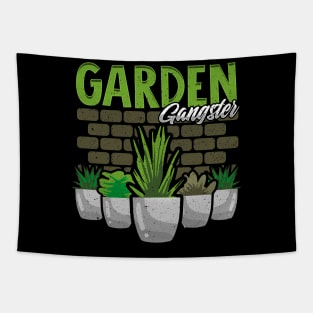 Cute & Funny Garden Gangster Gardening Pun Tapestry