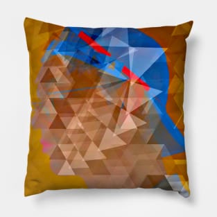 Pixelated Glitch Face Aesthetic Line Art Face Design Pillow