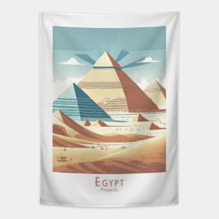 Egyptian Pyramids Retro Travel Poster Tapestry