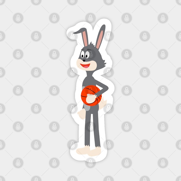 Cartoon Rabbit Basketball Standing Chill Magnet by HappyGiftArt