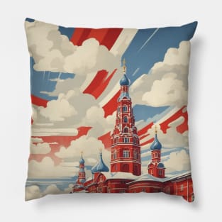 Perm Russia Vintage Tourism Travel Poster Pillow