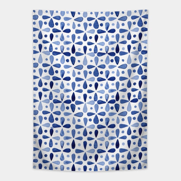 Imperfect Geometry Indigo Grid Tapestry by NicSquirrell