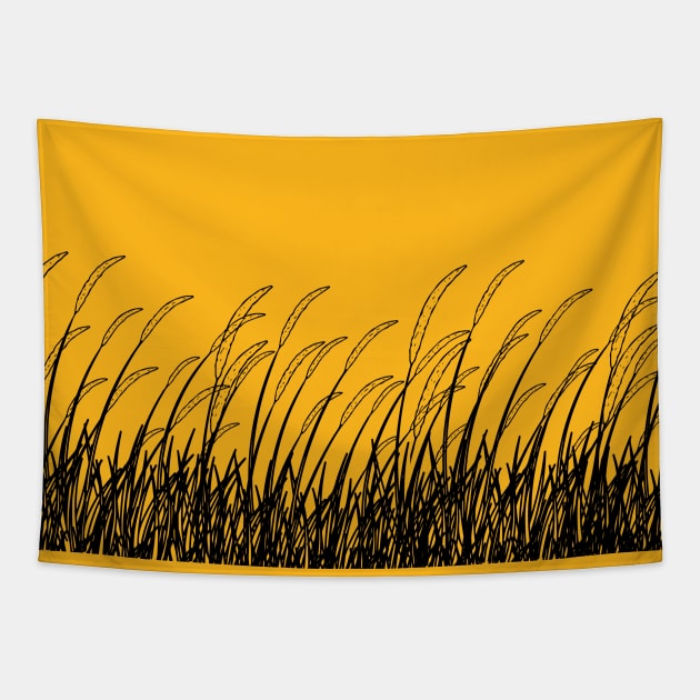 Hand drawn beautiful black reeds Tapestry by LuckyLife