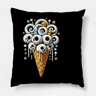 ice cream cone with candy skulls Pillow