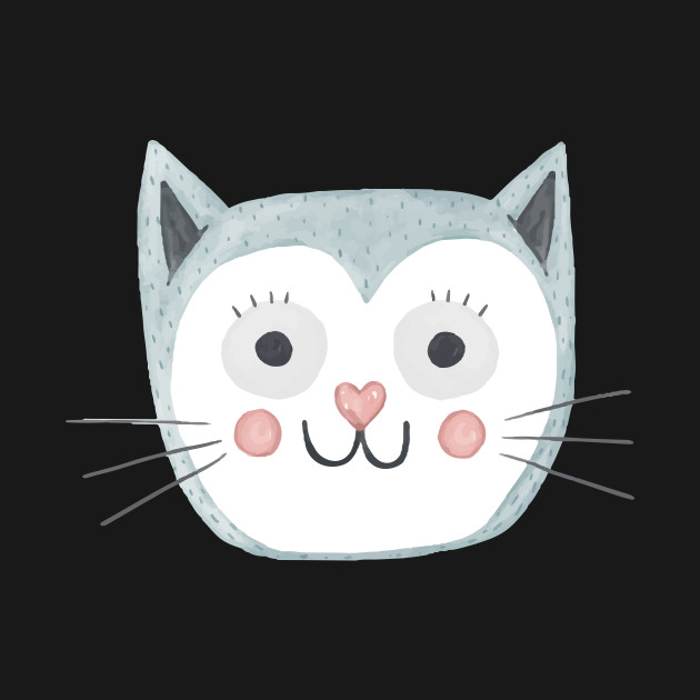 Disover Cartoon Cute Cat Head Art Print - Cat - T-Shirt