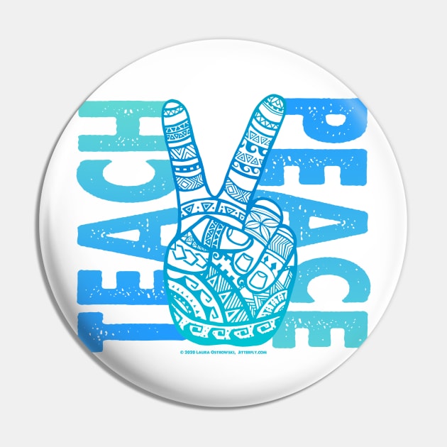 Teach Peace - Polynesian, Boho Peace Sign Pin by Jitterfly