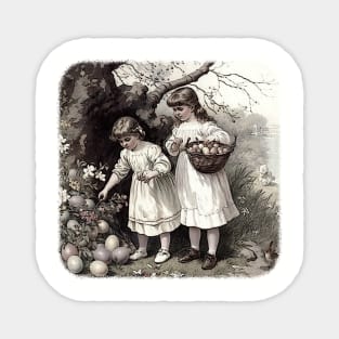 Children Gathering Easter Eggs Magnet