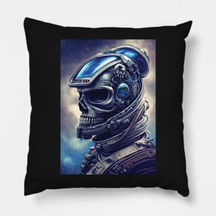 Skeleton Astronaut | Space Skull | Dystopian Art | Skull Astronaut Artwork | Fantasy Astronaut Skull Pillow