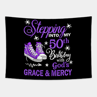 Stepping Into My 50th Birthday With God's Grace & Mercy Bday Tapestry