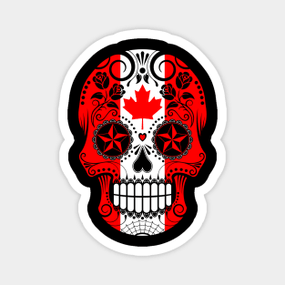 Canadian Flag Sugar Skull with Roses Magnet