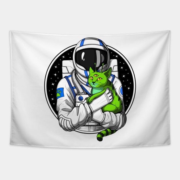 Alien Cat Astronaut Tapestry by underheaven