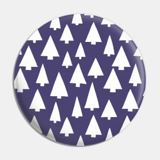 Silhouettes of white Christmas trees on dark blue Pin