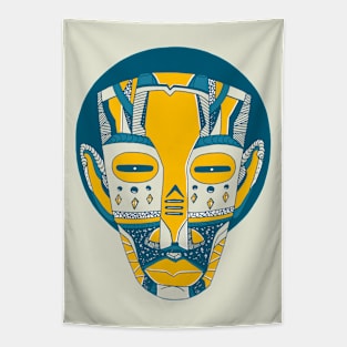 Retro Wave African Mask No 3 Tapestry