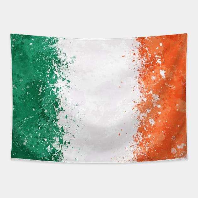 Ireland Flag Action Painting - Messy Grunge Tapestry by GAz