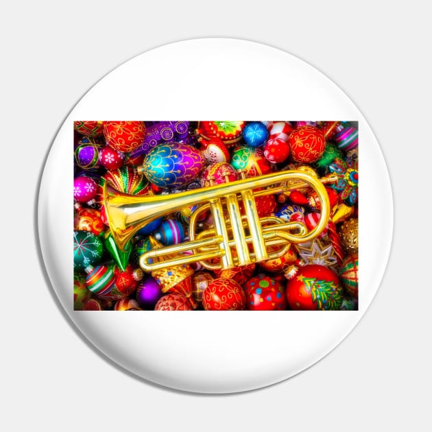 Brass Christmas Trumpet Pin by photogarry