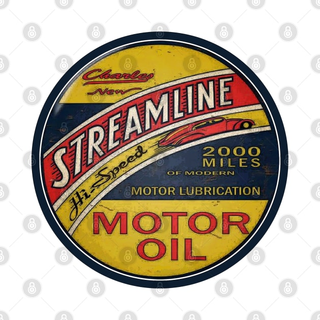 Streamline Motor Lubrication Oil Vintage Sign by Wilcox PhotoArt