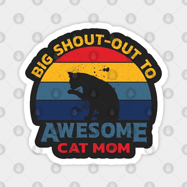 Awesome Cat Mom Vintage Sunset Magnet by LotusBlue77