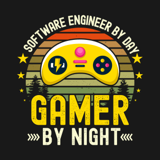 software engineer Lover by Day Gamer By Night For Gamers T-Shirt