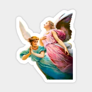 Sublime angels taking flight. Vintage colorful design Magnet