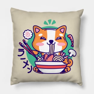 Cute Akita Eat Ramen - Kawaii Pillow
