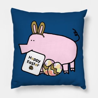 Happy Easter Bunny Ears on Pig Pillow