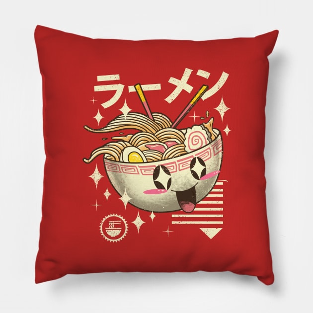 Kawaii Ramen Pillow by Vincent Trinidad Art