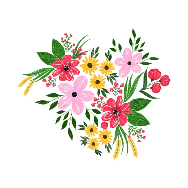 Cute Pink Red Spring Floral Hand Paint Design by NdesignTrend